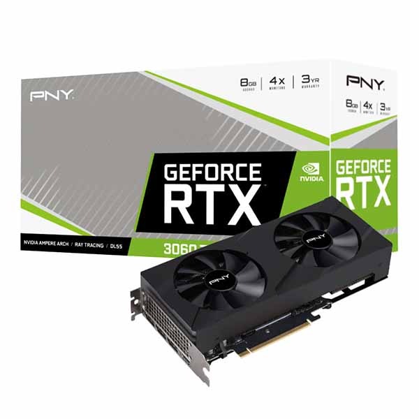 PNY GEFORCE RTX 3060 Ti 8GB GD6X VERTO Dual Fan LHR グラフィック 