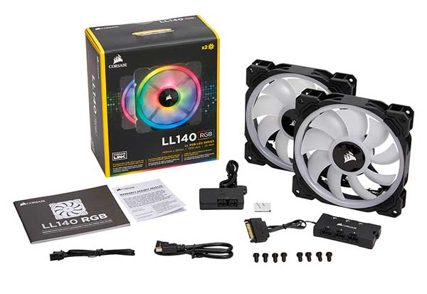 Corsair LL140 RGB 2Fan Pack with Lighting Node PRO 140mm径