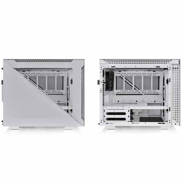 Thermaltake Divider 200 TG Snow トップとフロントおよび左サイドに