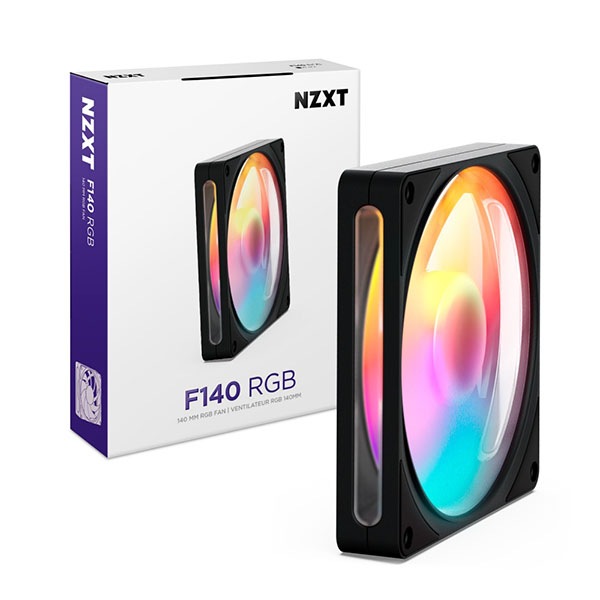 パソコンアクセサリーファンNZXT色相+AER rgb140 NZXT F140 RGB v2 Black ケースファン 140mm×1 ブラック｜RF-R214S-BF