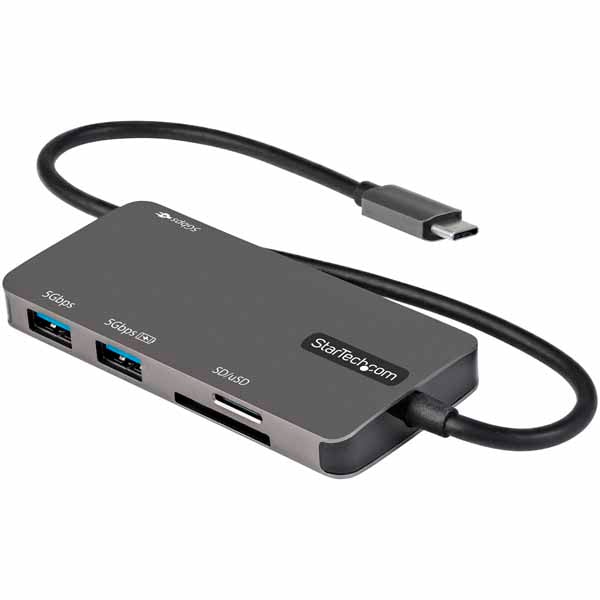 StarTech USB Type-Cマルチ変換アダプター/USB-C-4K60Hz HDMI または Mini DisplayPort/100W Power Deliveryパススルー対応/10Gbps USBポート x4/｜DKT31CMDPHPD USB Type-Cマルチ変換アダプター／マルチハブ 直挿し