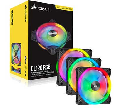 Corsair iCUE QL120 RGB 120mm PWM Triple Fan Kit with Lighting Node