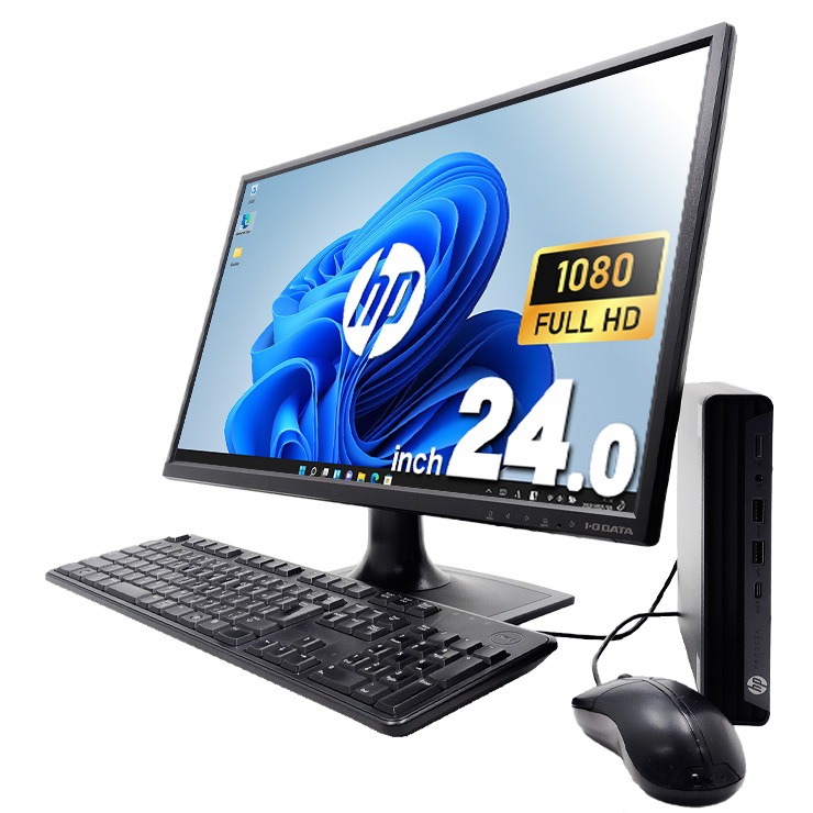 コスパ抜群液晶セット♪ 中古 デスクトップパソコン Office付き 10世代 コスパ フルHD 効率 液晶セット 24型 大画面 買い替え Windows11 Pro HP ProDesk 400 G6 DM Corei5 16GBメモリ 24型 中古 パソコン デスクトップパソコン