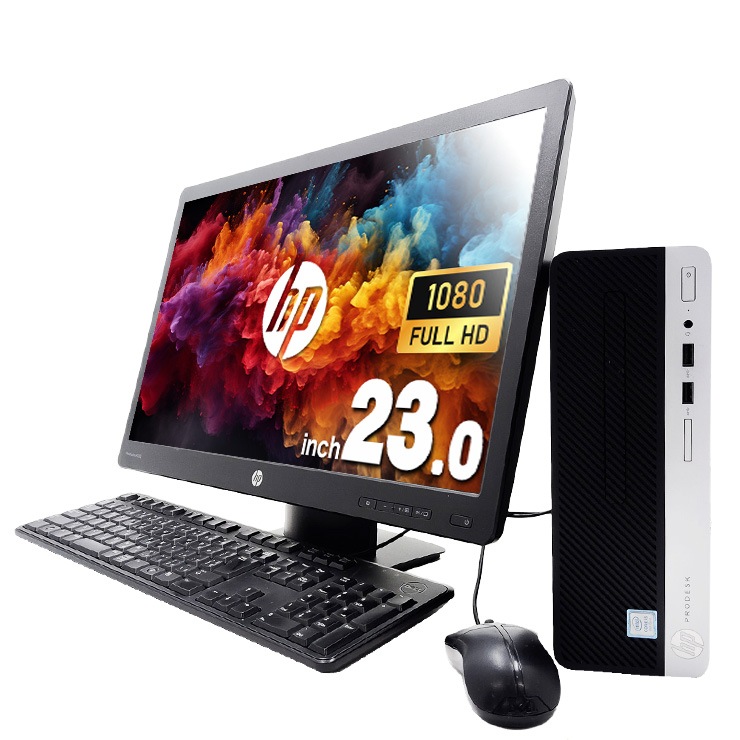 ゲーミングpc 大きな画面で作業効率UP！ 中古 デスクトップパソコン Office付き 液晶セット メーカー統一 Radeon R7 430 大画面 買い替え Windows11 Pro HP ProDesk 400 G5 SFF Corei5 16GBメモリ 23型 中古 パソコン デスクトップパソコン