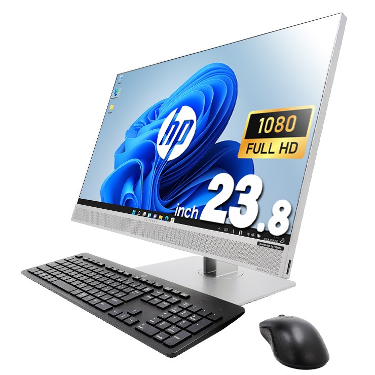 机の上が片付く一体型パソコン♪ 中古 デスクトップパソコン Office付き 配線スッキリ 無線利用可能 大画面 一体型 Windows11 Pro HP EliteOne 800 G4 AiO Corei5 16GBメモリ 23.8型 中古 パソコン デスクトップパソコン