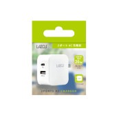 Lazos | ラソス L-AC-CA20 Type-C/A 2口 PD20W対応 AC充電器 ホワイト
