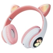 インターベース [IB-301] ワイヤレス猫耳ヘッドフォン ベビーピンク [有線対応 /microSD対応]