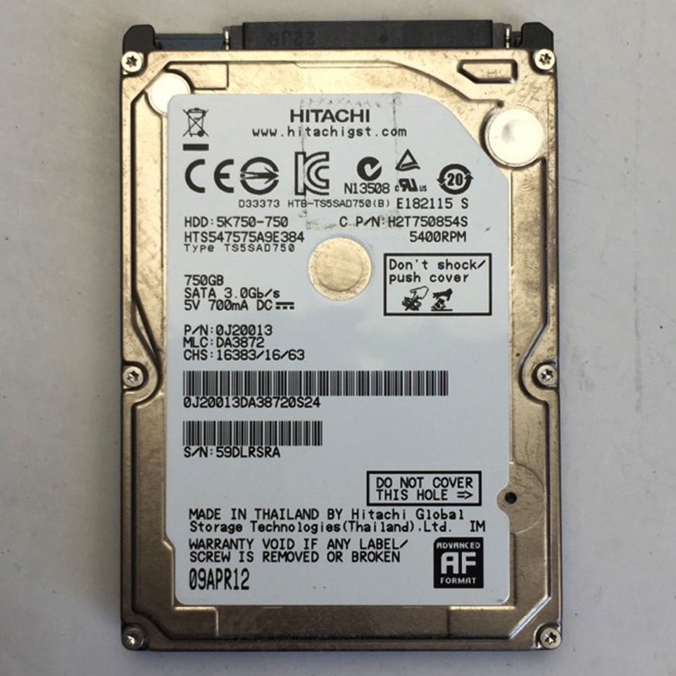 お宝発掘市！】 HITACHI 2.5インチHDD 750GB H2T750854S [中古