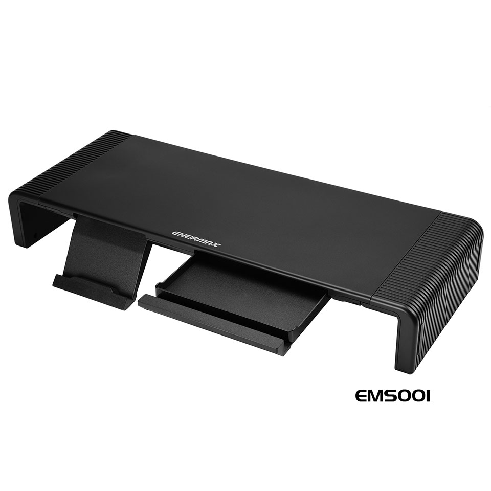 ENERMAX [EMS001] 机上液晶モニタースタンド ブラック [幅調整可能 /耐荷重20kg]【セール中の商品】 1枚目