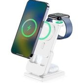 Lazos [L-MBM-1]  マグネット式 ワイヤレス充電ドック＋モバイルバッテリー 4in1 ホワイト [iPhone12以降 /iWatch3以降 /AirPods] 
