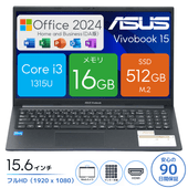 【Microsoft Office付属】ASUS Vivobook 15 X1504VA-I385KWS [LBD05008][中古ノートパソコン /15.6型 /解像度：1920 x 1080 /Windows11 Home /Core i3 1315U /メモリ：16GB /M.2：512GB][画面：Aランク 外装：Aランク 動作：Aランク][送料無料]