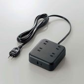 ELECOM [T-U04-4220BK] 20W対応USB付きACタップ 2m [AC差込口x4 /USB-Ax1 /USB Type-Cx1]