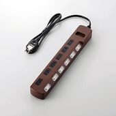 ELECOM [T-BR04-2610BR] 個別スイッチ付 雷ガードタップ 6個口1m ColorStyle2 Brown