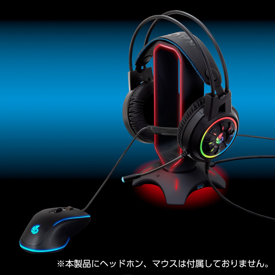 CENTURY | センチュリー RACEN CRC-HSMBU3BK2 3 in 1 ヘッドホンスタンド USB3.2 Gen1 [バスパワー /USB3.2 ] 4枚目