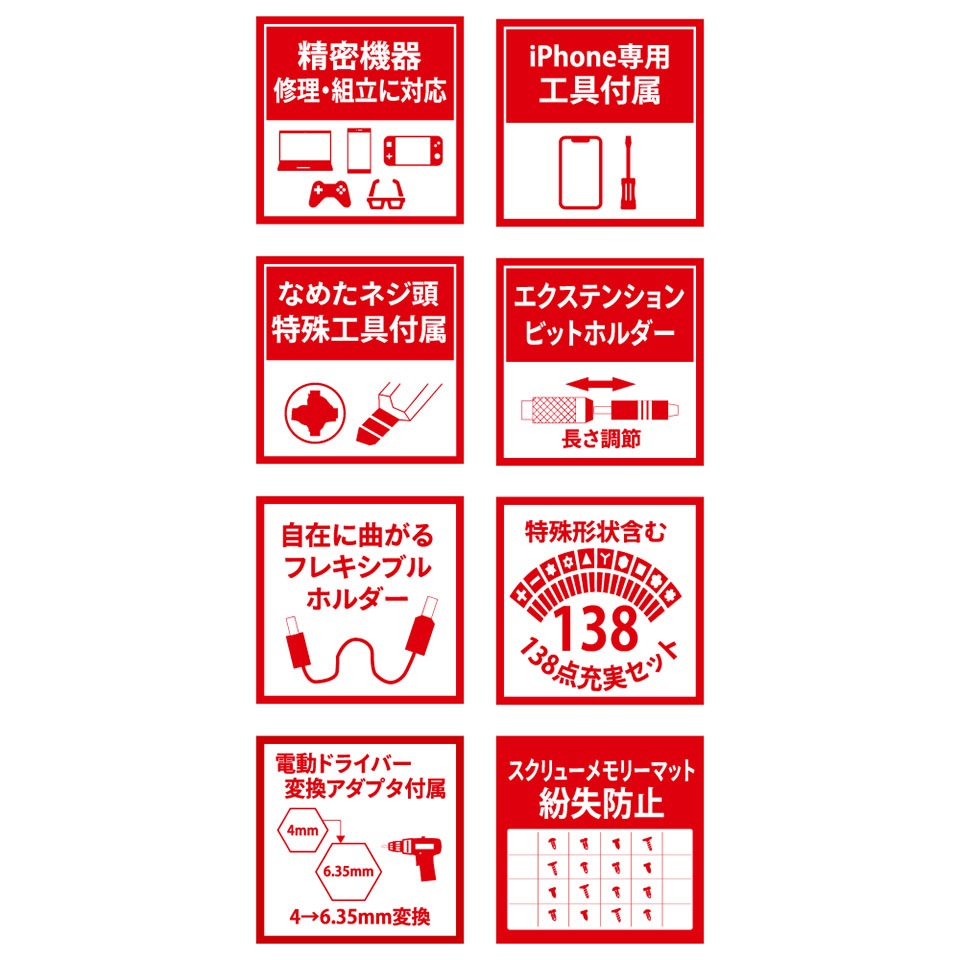 ainex [TL-027] 特殊精密工具 138点セット [iPhone /ゲーム機 /PC /眼鏡 /ネジ山つぶれビット付] 5枚目