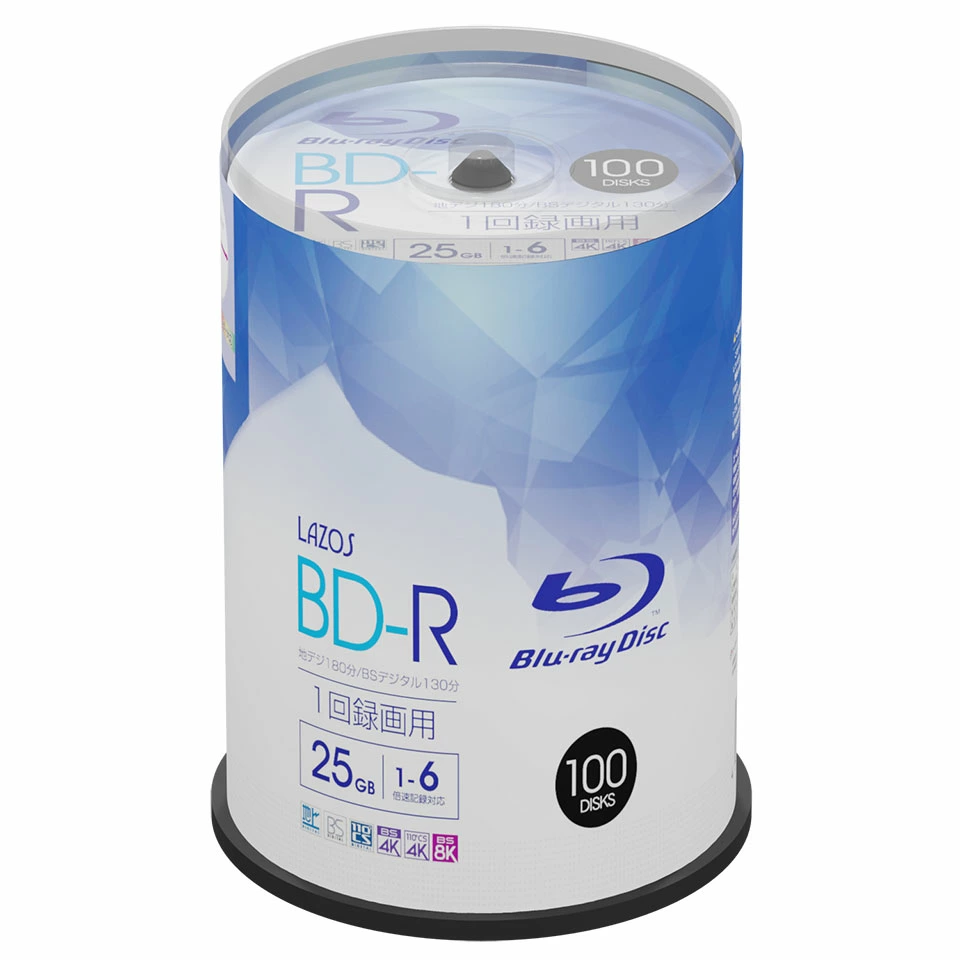 Lazos | ラソス L-B100P BD-R 1-6倍速 100枚 スピンドルケース 2枚目