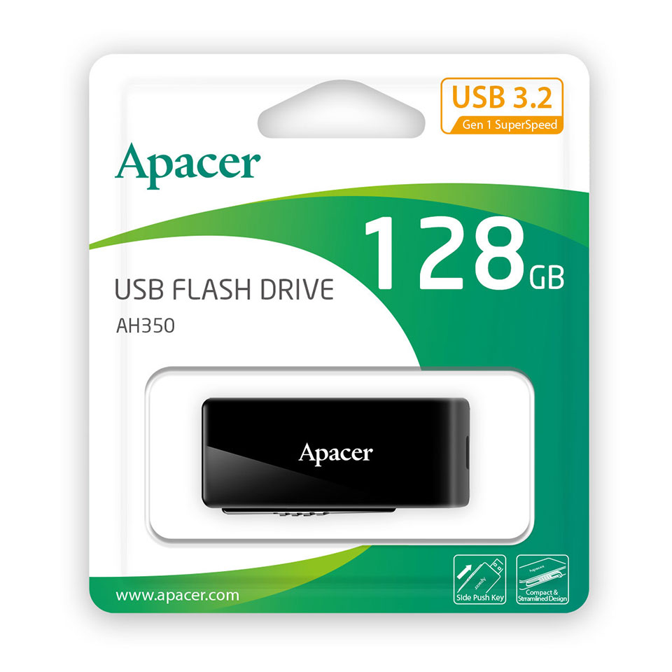 Apacer [AP128GAH350BY]USB3.2 Gen1 Flash Drive スライド式 128GB ブラック 5枚目