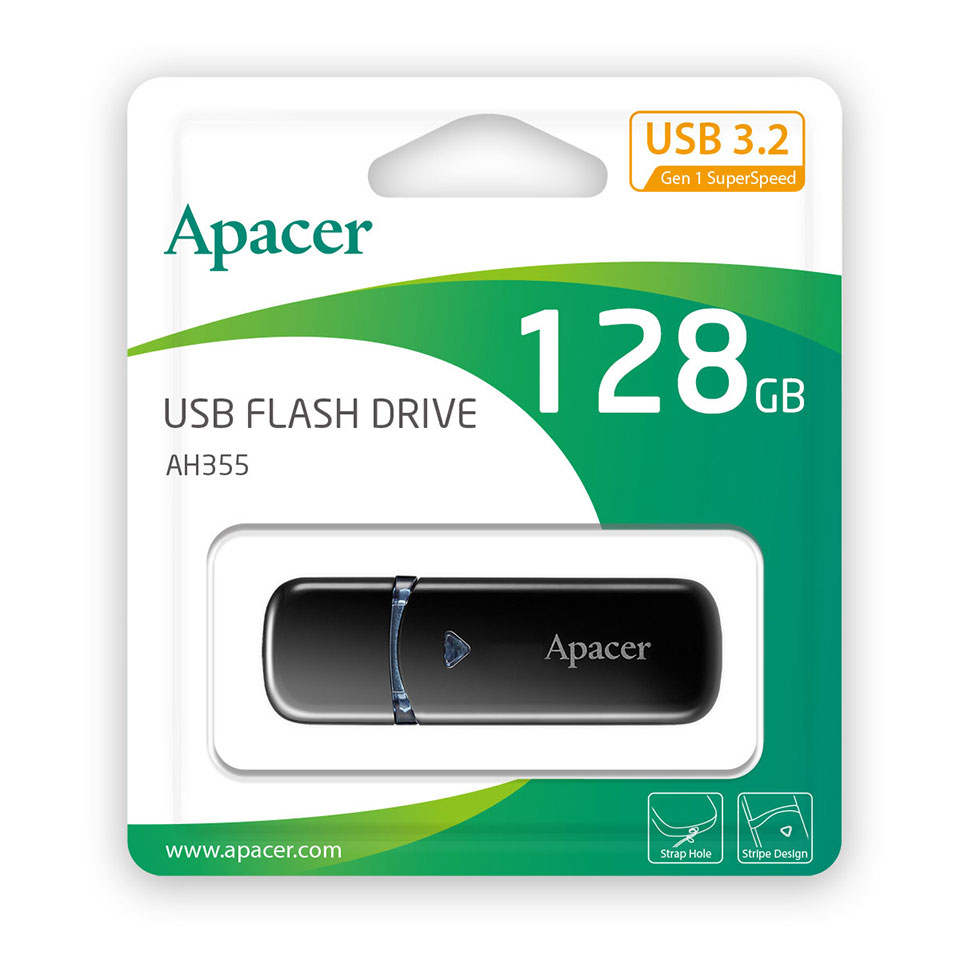 Apacer [AP128GAH355BY]USB3.2 Gen1 Flash Drive キャップ式 128GB ブラック 6枚目