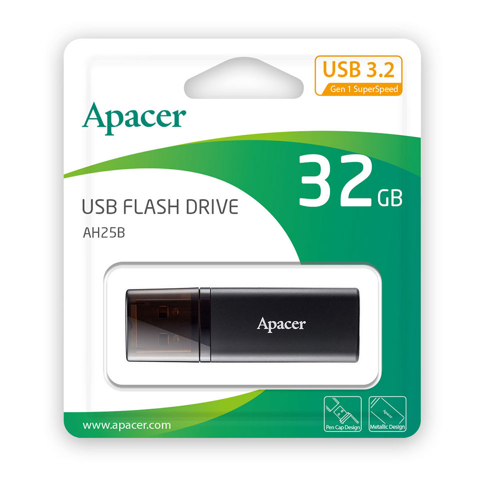 Apacer [AP32GAH25BBY]USB3.2 Gen1 Flash Drive キャップ式 32GB ブラック 4枚目