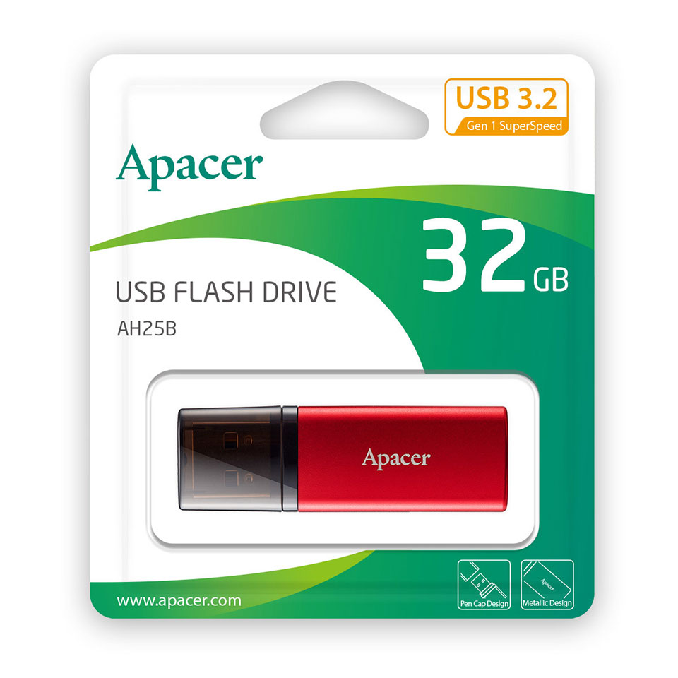 Apacer [AP32GAH25BRY]USB3.2 Gen1 Flash Drive キャップ式 32GB レッド 4枚目