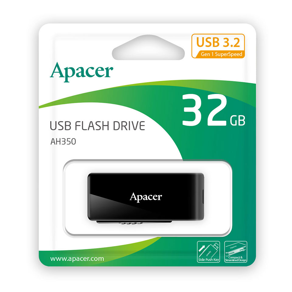 Apacer [AP32GAH350BY]USB3.2 Gen1 Flash Drive スライド式 32GB ブラック 5枚目