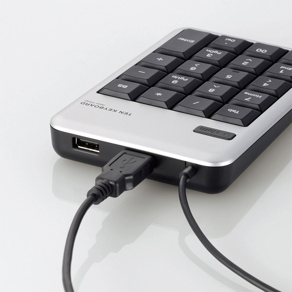 ELECOM | エレコム TK-TCM012SV USB有線テンキーボード シルバー USBハブ付【セット割引対象商品】 4枚目