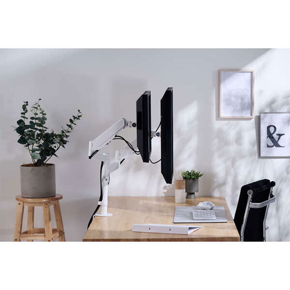 ELECOM [DPA-DL07WH] デュアルモニターアーム ホワイト 3枚目