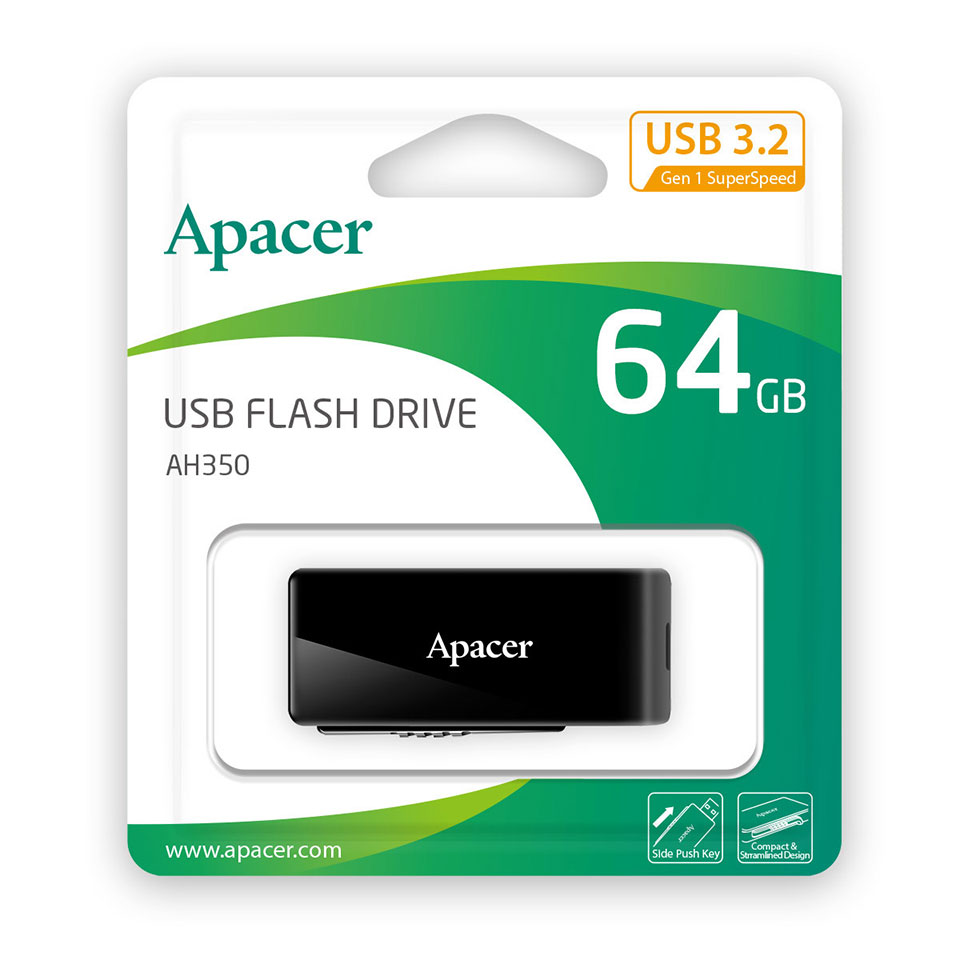 Apacer [AP64GAH350BY]USB3.2 Gen1 Flash Drive スライド式 64GB ブラック 5枚目