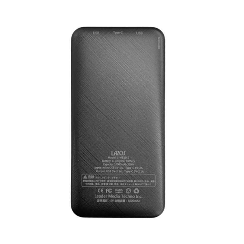 Lazos [L-MB10-2] 10000mAh 半固体モバイルバッテリー ブラック 8枚目