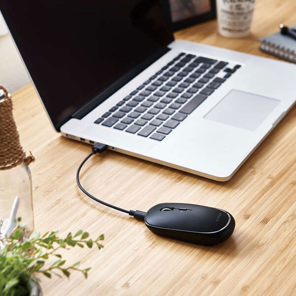 ELECOM [M-TM15BBBK]充電式 Bluetooth4.2薄型マウス “Slint” 4ボタン ブラック [マルチペアリング対応] 5枚目