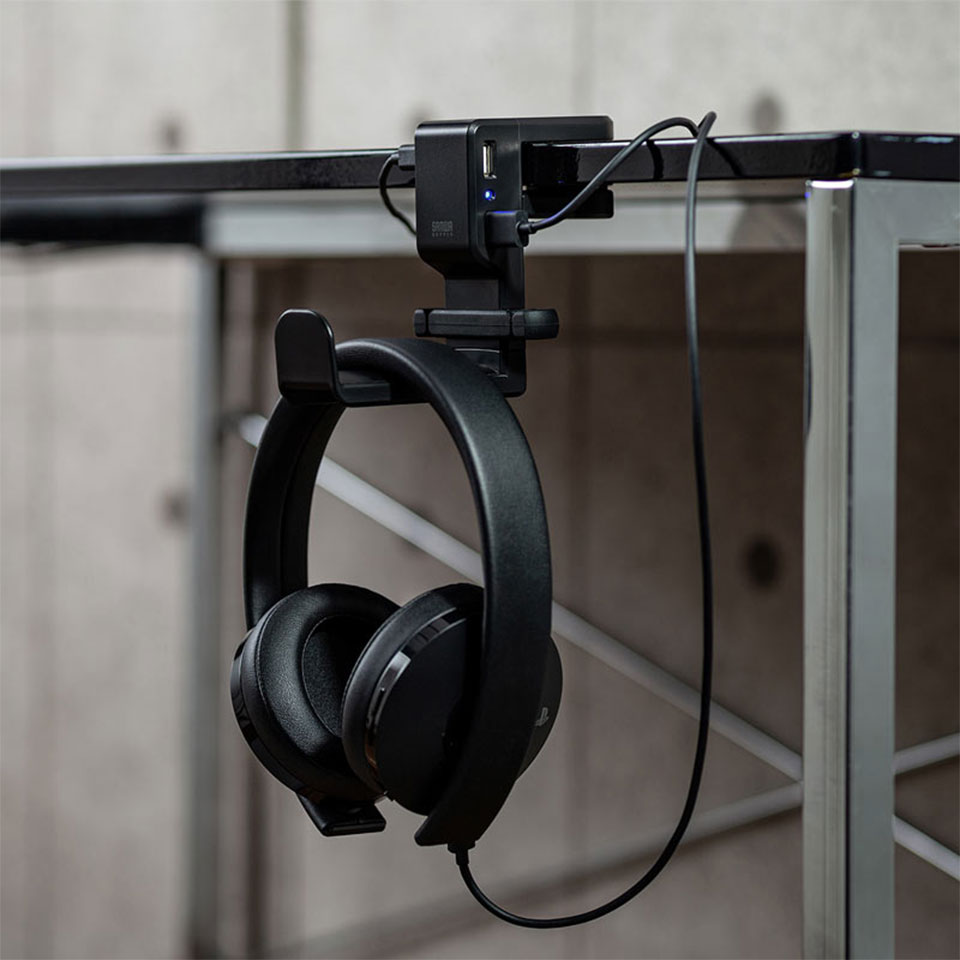 SANWASUPPLY [PDA-STN29BK] 回転式ヘッドホンフック(USBポート付き) ブラック 10枚目