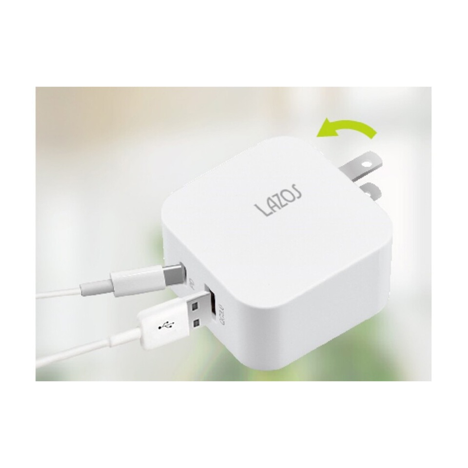 Lazos | ラソス L-AC-CA20 Type-C/A 2口 PD20W対応 AC充電器 ホワイト 3枚目