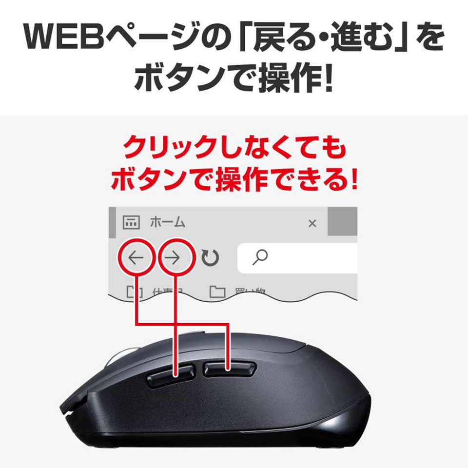 SANWASUPPLY | サンワサプライ MA-WB509BK 5ボタンワイヤレスマウス [便利な5ボタン /ワイヤレス ] 4枚目