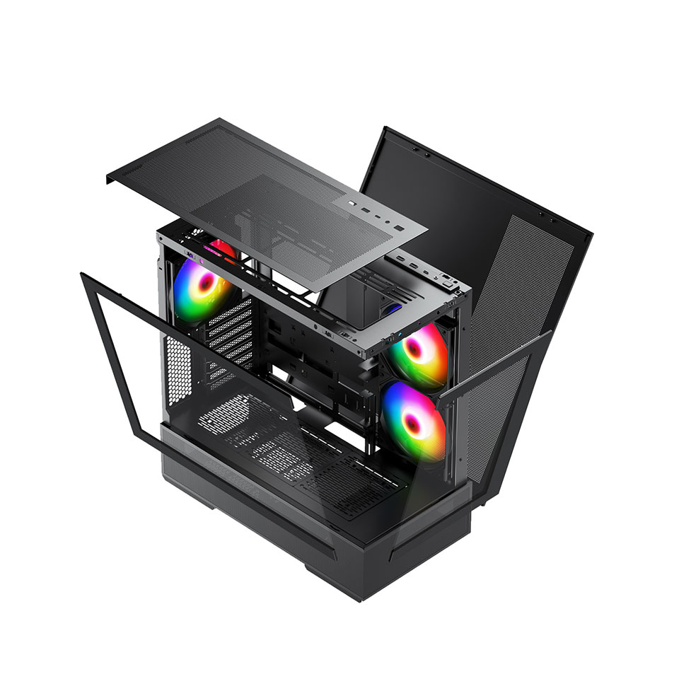 CENTURY [CRC-PCASE01BK] RACEN ATX ミドルタワー ピラーレス PCケース ブラック 2枚目