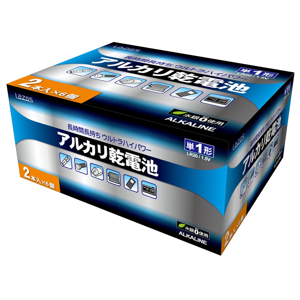 lazos | ラソス B-LA-T1X2 単1アルカリ乾電池2Px6セット 2枚目