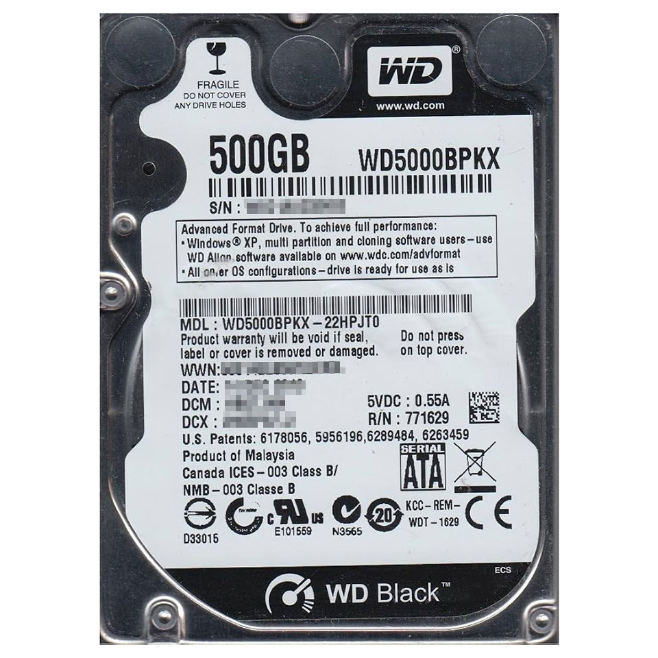 【アウトレット】Western Digital [WD5000BPKX] WD Black 2.5inch 500GB HDD 9.5mm厚 2枚目