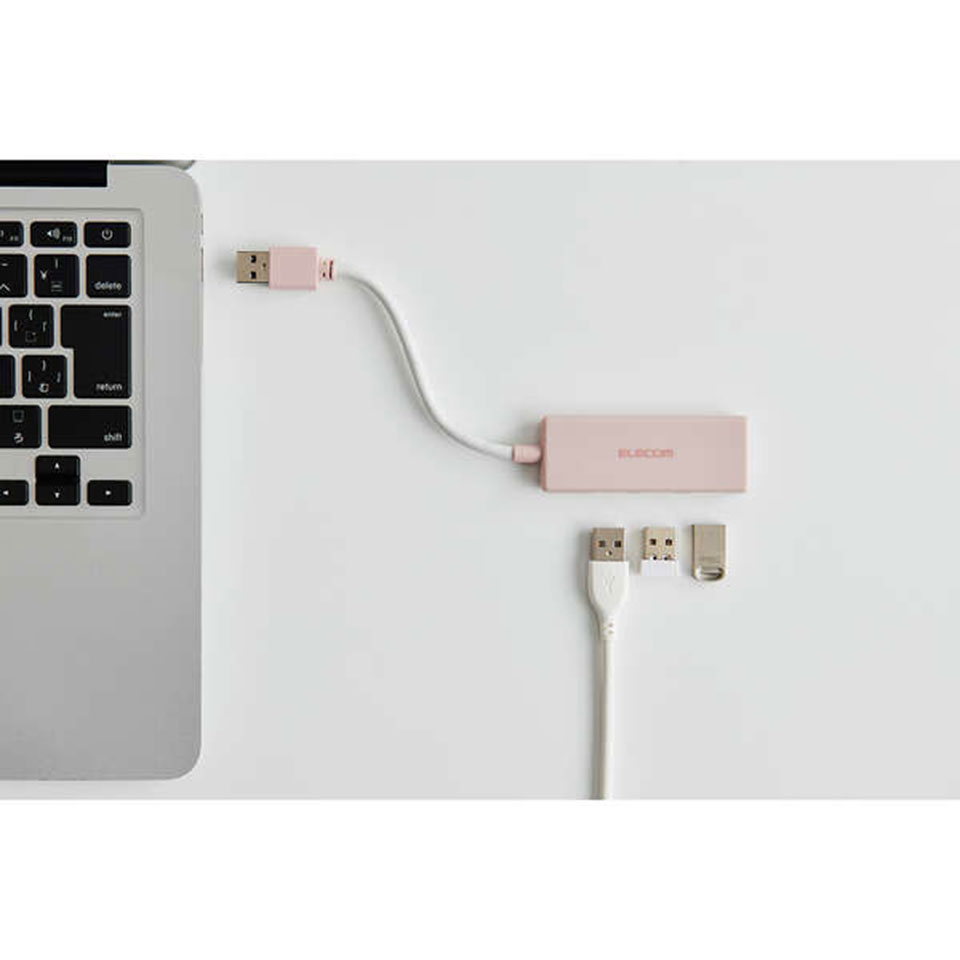 ELECOM [U3H-H030XPN] USB3.0(5Gbps) 3ポートハブ ピンク [Win/Mac対応] 3枚目