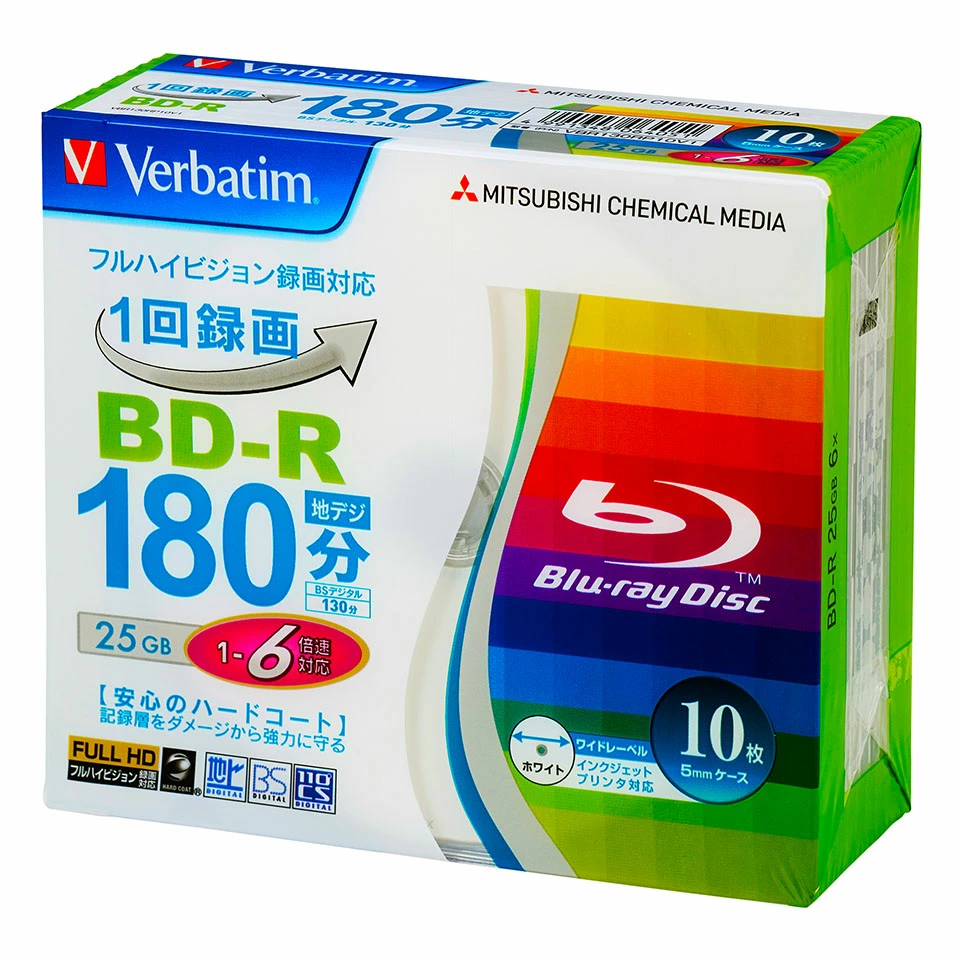Verbatim | バーベイタム VBR130RP10V1 BD-R 1-6倍速 10枚 スリムケース 3枚目