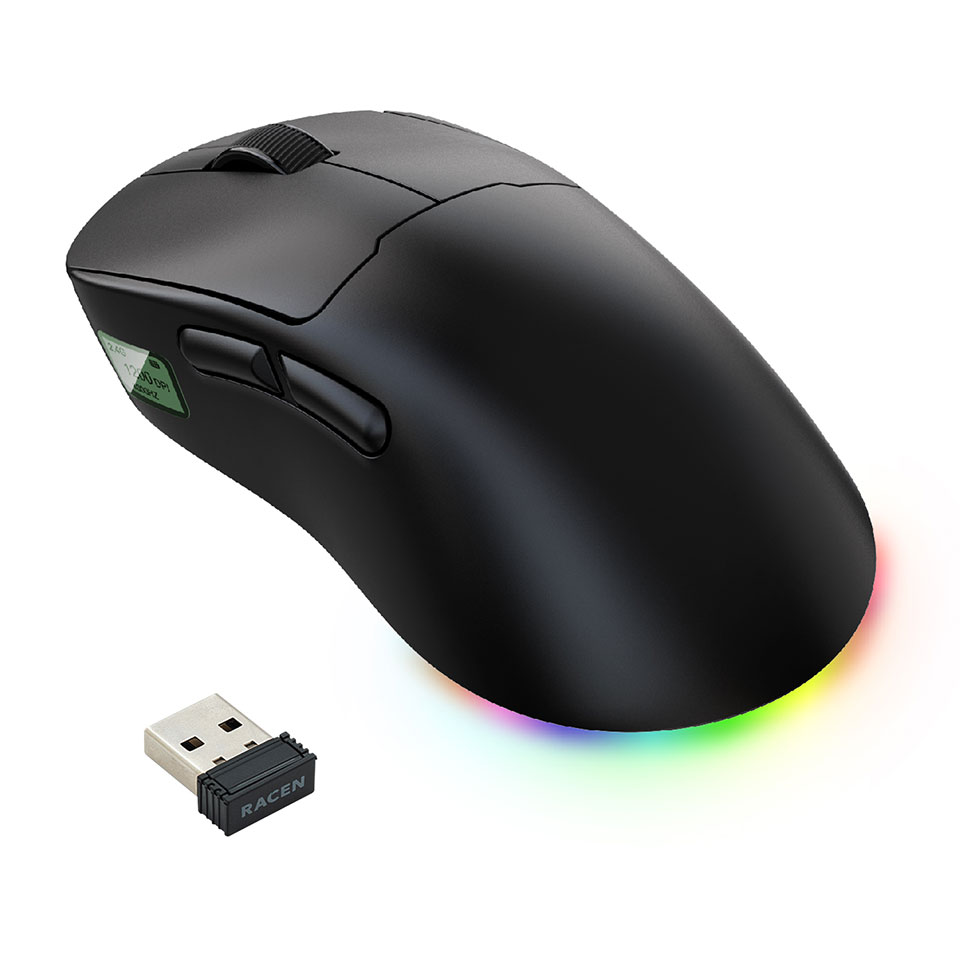 CENTURY [CRC-WGMRGB02BK]RACEN 軽量ワイヤレスゲーミングマウス LightBow Black [軽量55g /有線対応 /情報表示液晶搭載 /RGB-LEDライト] 3枚目
