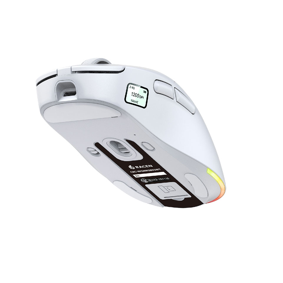 CENTURY [CRC-WGMRGB02WT]RACEN 軽量ワイヤレスゲーミングマウス LightBow White [軽量55g /有線対応 /情報表示液晶搭載 /RGB-LEDライト] 2枚目