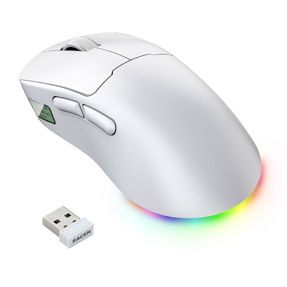 CENTURY [CRC-WGMRGB02WT]RACEN 軽量ワイヤレスゲーミングマウス LightBow White [軽量55g /有線対応 /情報表示液晶搭載 /RGB-LEDライト] 3枚目