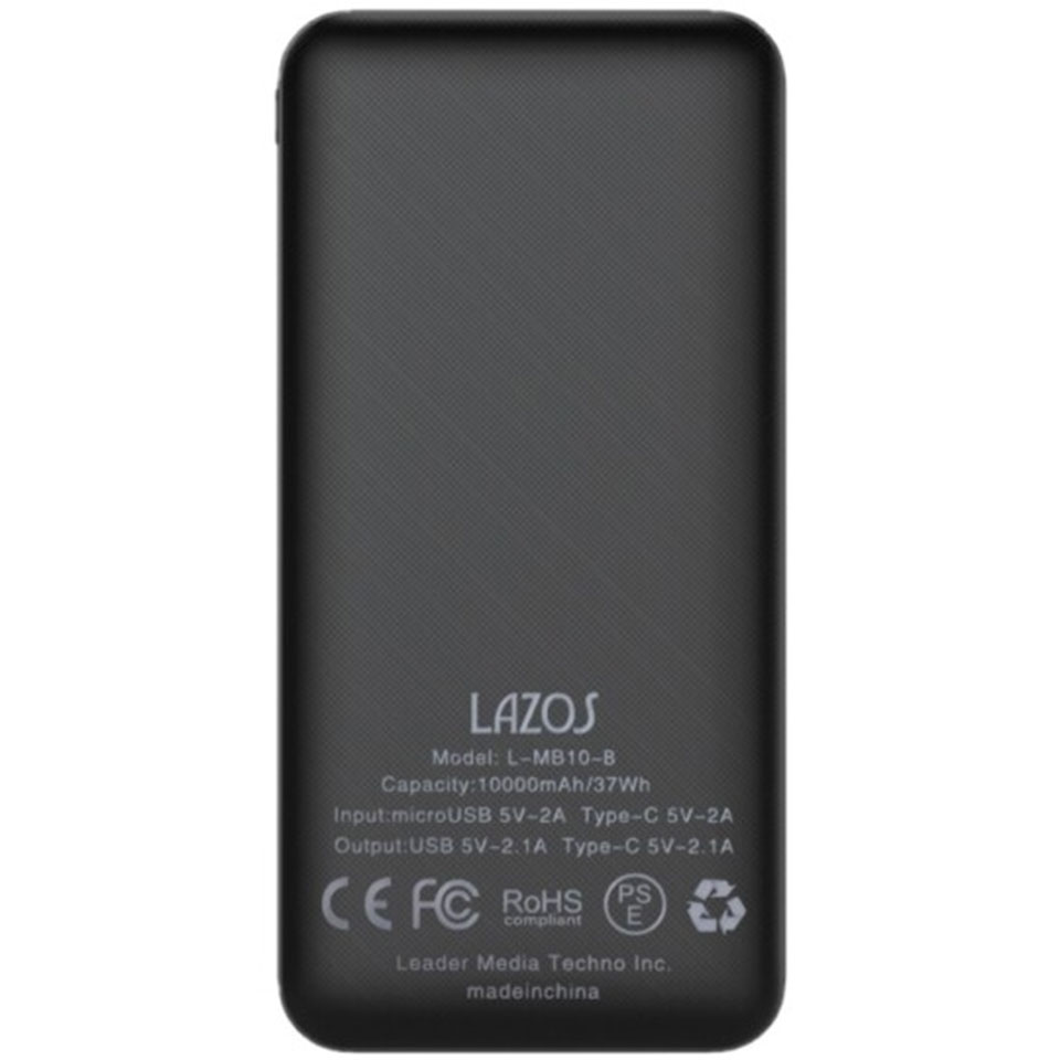 Lazos [L-MB10-B] 10000mAh モバイルバッテリー ブラック 2枚目