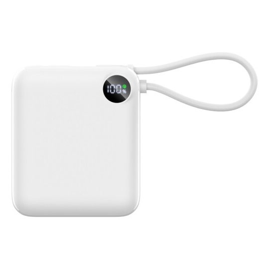 Lazos [L-MC-1] 10000mAh モバイルバッテリー Type-Cケーブル内蔵 PD対応 ホワイト 2枚目
