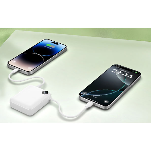 Lazos [L-MC-1] 10000mAh モバイルバッテリー Type-Cケーブル内蔵 PD対応 ホワイト 10枚目