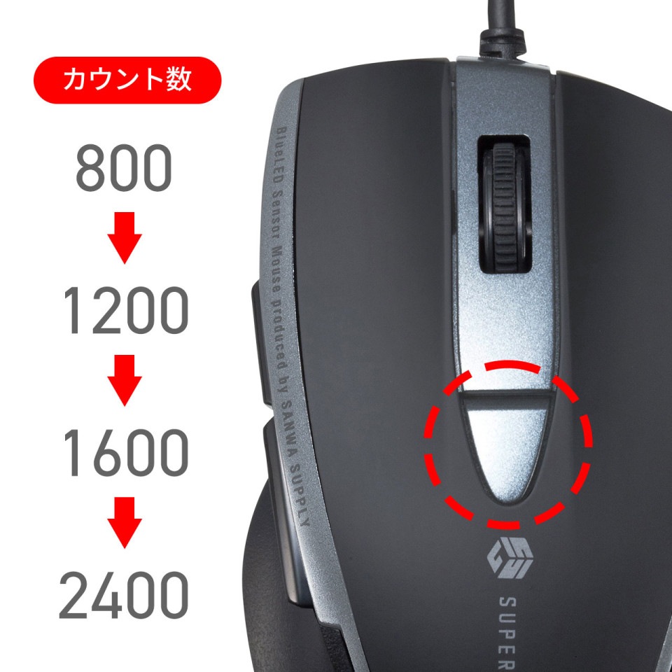 SANWASUPPLY | サンワサプライ MA-BL168BK 静音有線ブルーLEDマウス（5ボタン） 20枚目