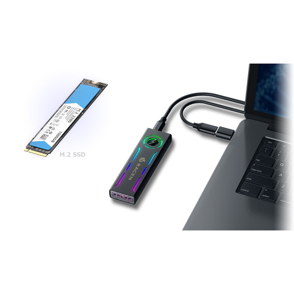 CENTURY | センチュリー CRC-LFM2NU32 RACEN LED & FAN M.2 NVMe USB3.2 Gen2 ケース [M.2 NVMe /USB3.2 /M-Key/B&M-Key ] 2枚目