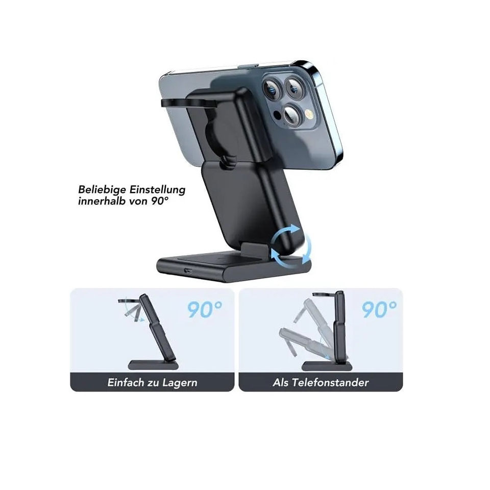 Lazos [L-MBM-2]  マグネット式 ワイヤレス充電ドック＋モバイルバッテリー 4in1 ブラック [iPhone12以降 /iWatch3以降 /AirPods]  5枚目