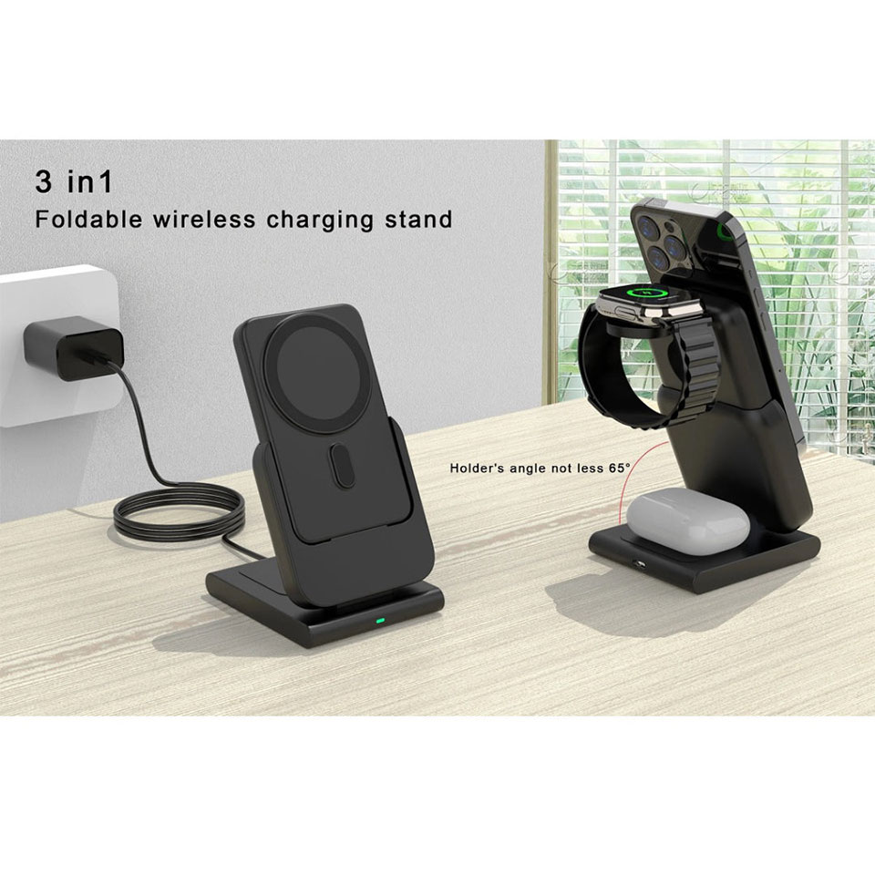 Lazos [L-MBM-2]  マグネット式 ワイヤレス充電ドック＋モバイルバッテリー 4in1 ブラック [iPhone12以降 /iWatch3以降 /AirPods]  6枚目