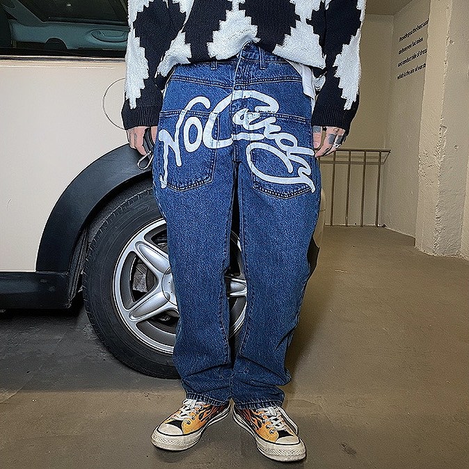 ✨️新柄✨️デニムポケット②　4/4 ジーンズ HOOK -select- サイド切り替えダブルタックデニムワイド