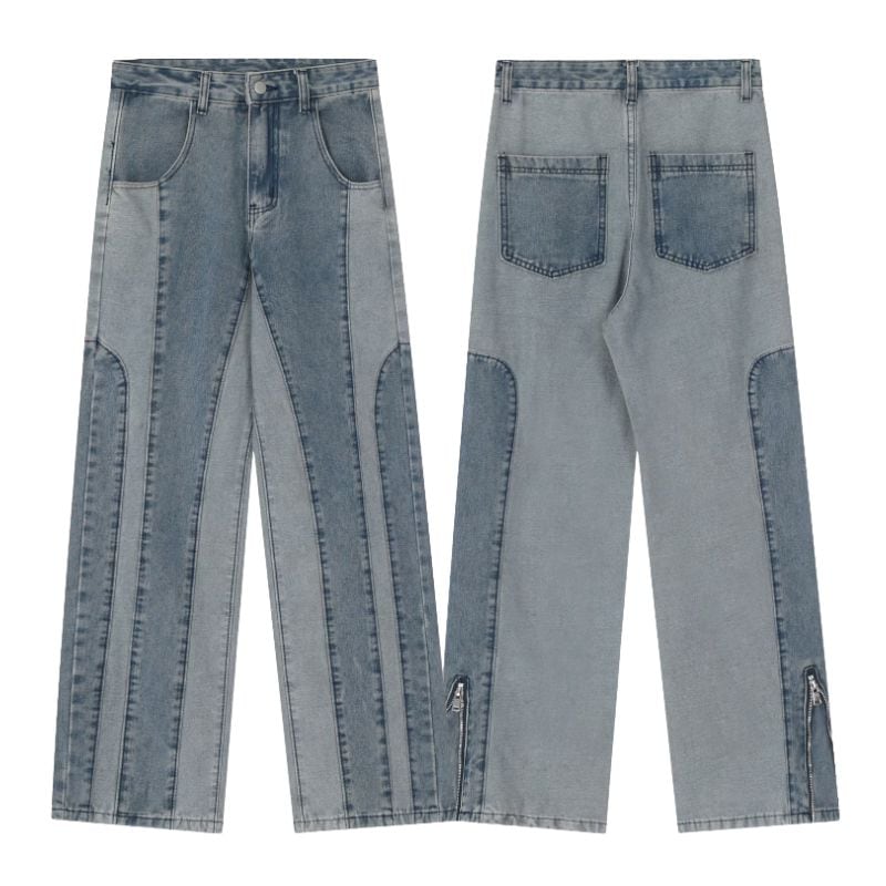 ツートンストレートレッグデニム【EUR36】 ZARA ワイドレッグ デニムパンツ ライトブルー EUR36 - メルカリ